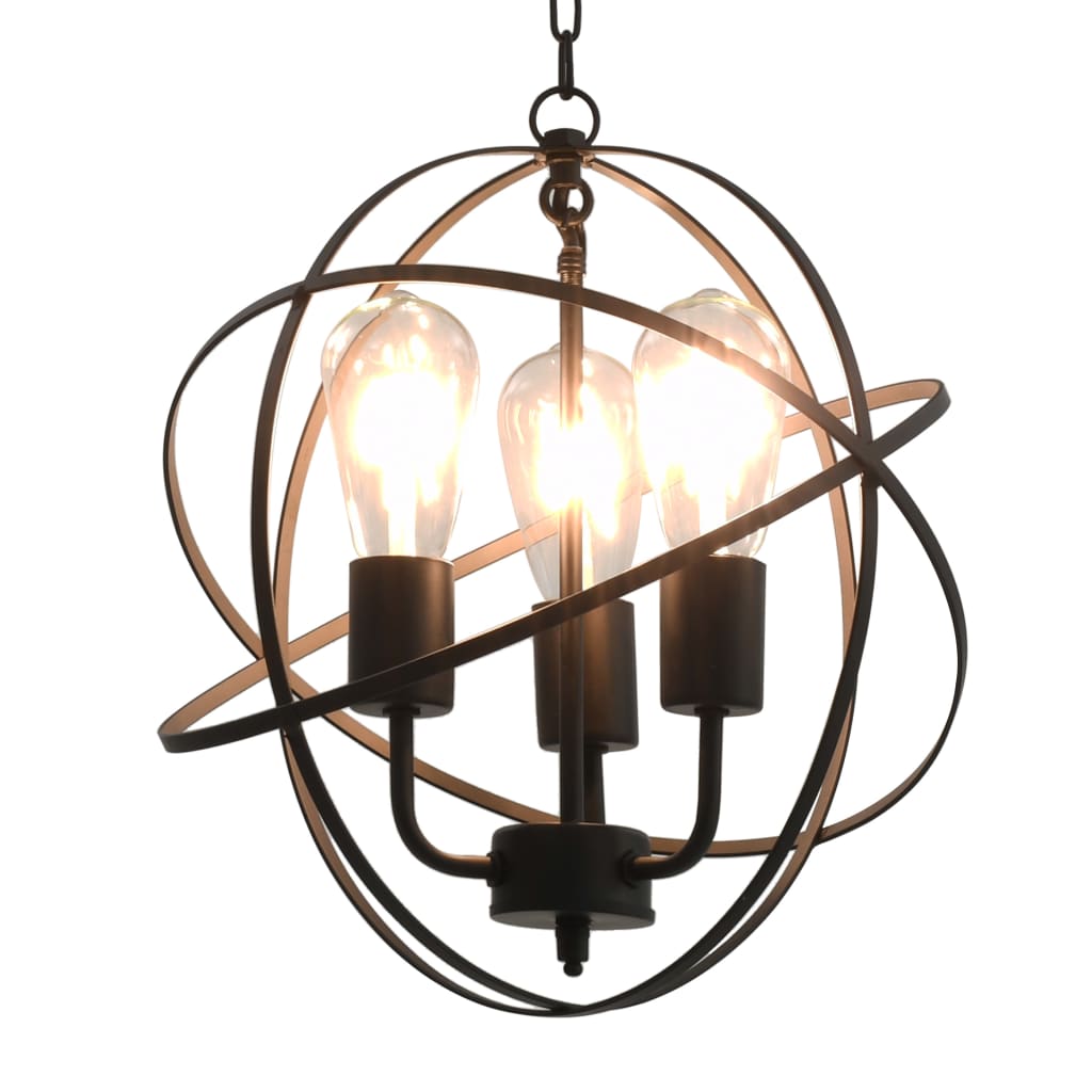 vidaXL Závesná lampa čierna okrúhla 3 x E27 žiarovky