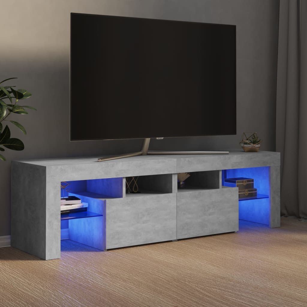 vidaXL TV skrinka s LED svetlami, betónovo sivá 140x36,5x40 cm