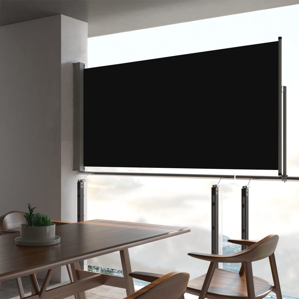 vidaXL Zaťahovacia bočná markíza na terasu čierna 80x300 cm