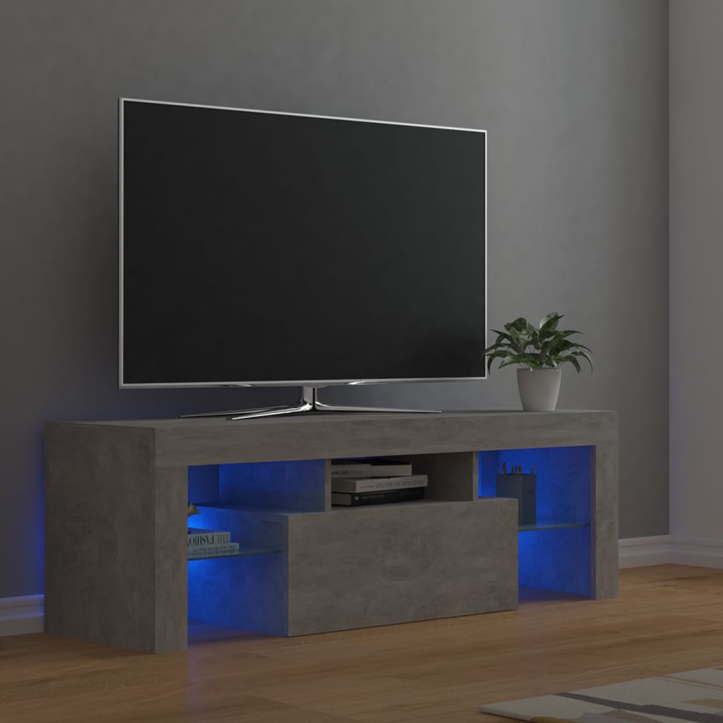 vidaXL TV skrinka s LED svetlami betónová sivá 120x35x40 cm