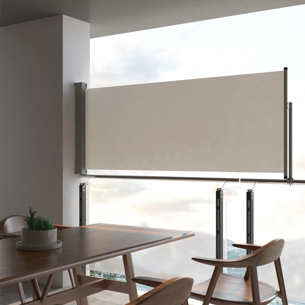 vidaXL Zaťahovacia bočná markíza na terasu 100x300 cm, krémová