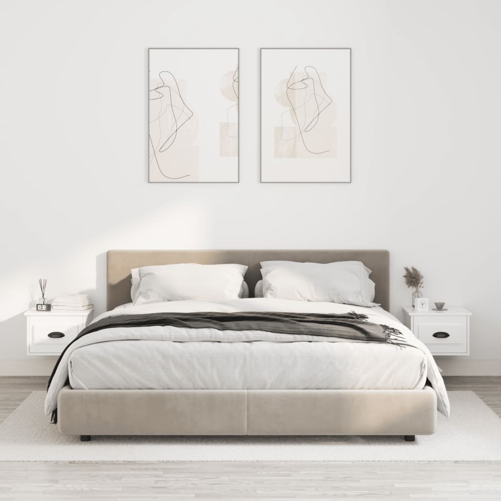vidaXL Nástenné nočné stolíky 2 ks lesklé biele 41,5x36x28cm