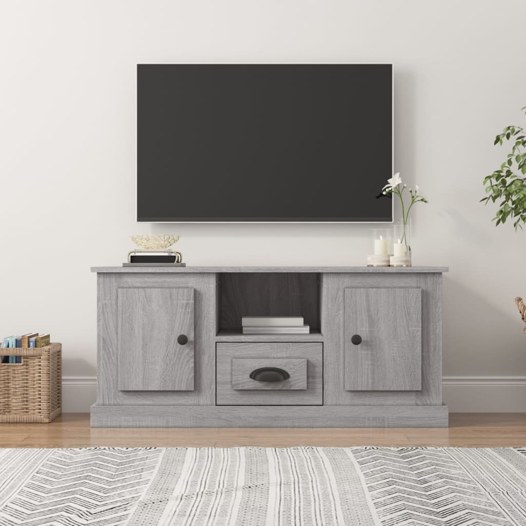 vidaXL TV skrinka sivý dub sonoma 100x35,5x45 cm kompozitné drevo
