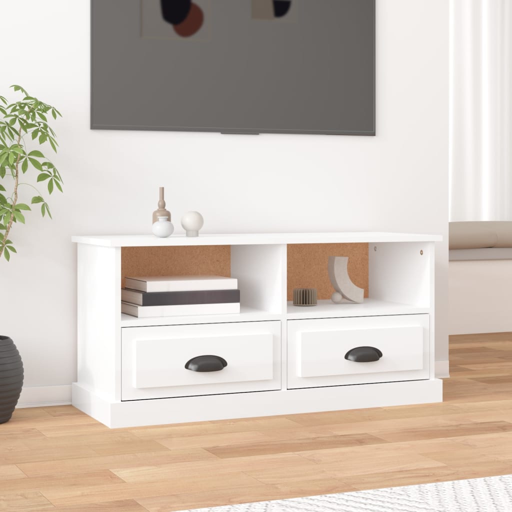 vidaXL TV skrinka lesklá biela 93x35,5x45 cm kompozitné drevo