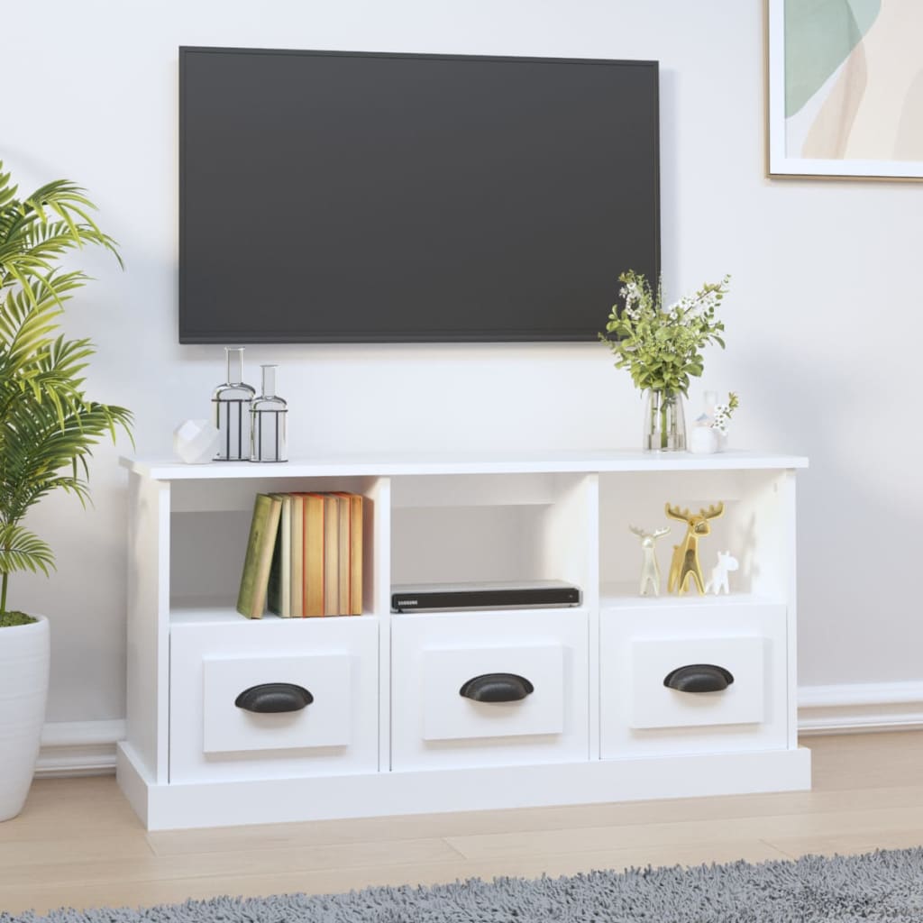 vidaXL TV skrinka biela 100x35x50 cm kompozitné drevo