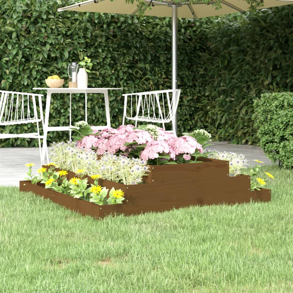 vidaXL Kvetináč medovohnedý 110x110x27 cm borovicový masív