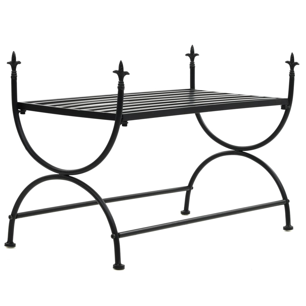 vidaXL Kovová lavička so starožitným dizajnom 83x42x55 cm čierna