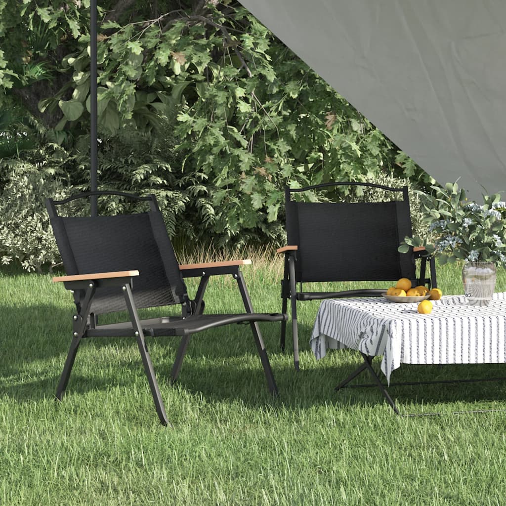 vidaXL Kempingové stoličky 2 ks čierne 54x43x59cm oxfordská látka