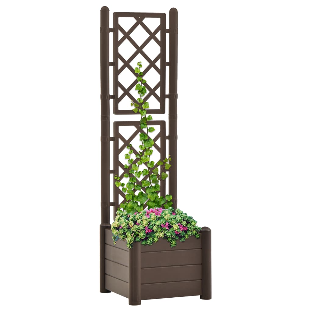 vidaXL Záhradný kvetináč s mriežkou 43x43x142 cm PP kávový
