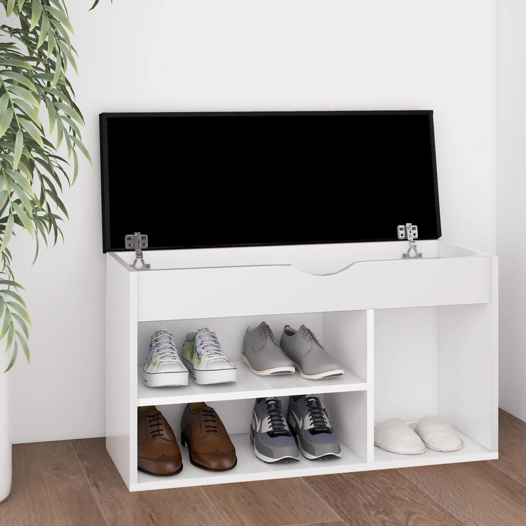 vidaXL Lavica na topánky s vankúšom biela 80x30x47 cm drevotrieska