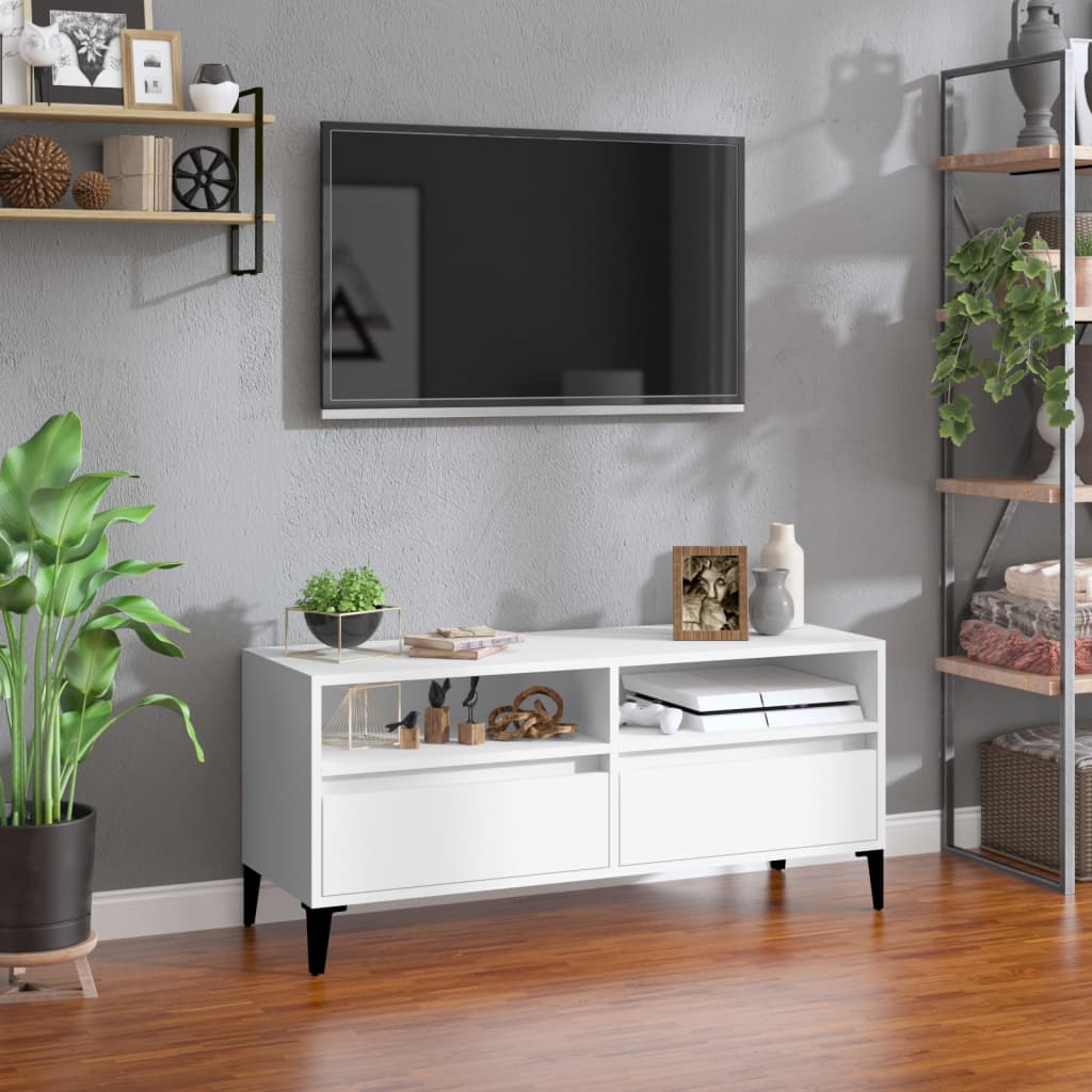 vidaXL TV skrinka biela 100x34,5x44,5 cm kompozitné drevo