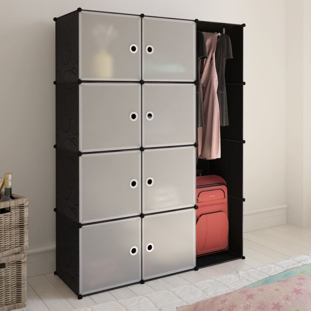 vidaXL Modulárna skrinka s 9 priečinkami 37x115x150 cm, čierna a biela