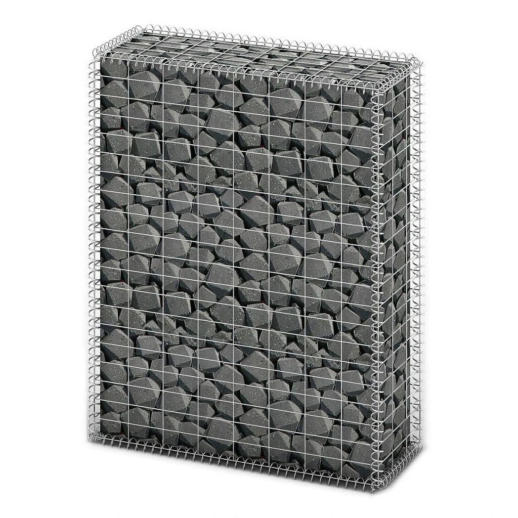 vidaXL Gabiónový kôš s vekom, pozinkovaný drôt 100x80x30 cm