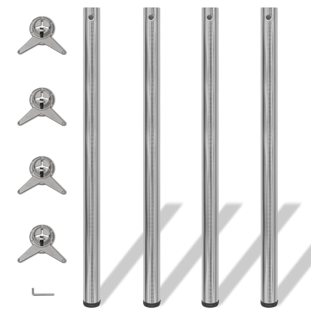 vidaXL Výškovo nastaviteľné stolové nohy, 4ks, leštený nikel, 1100 mm