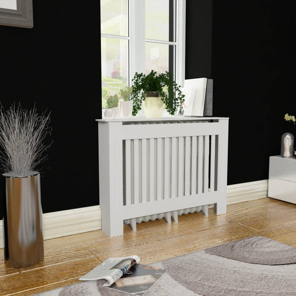 vidaXL Biely kryt na radiátor z MDF 112 cm