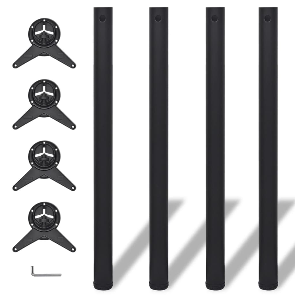 vidaXL Stolové nohy s nastaviteľnou výškou, čierne 870 mm 4 ks
