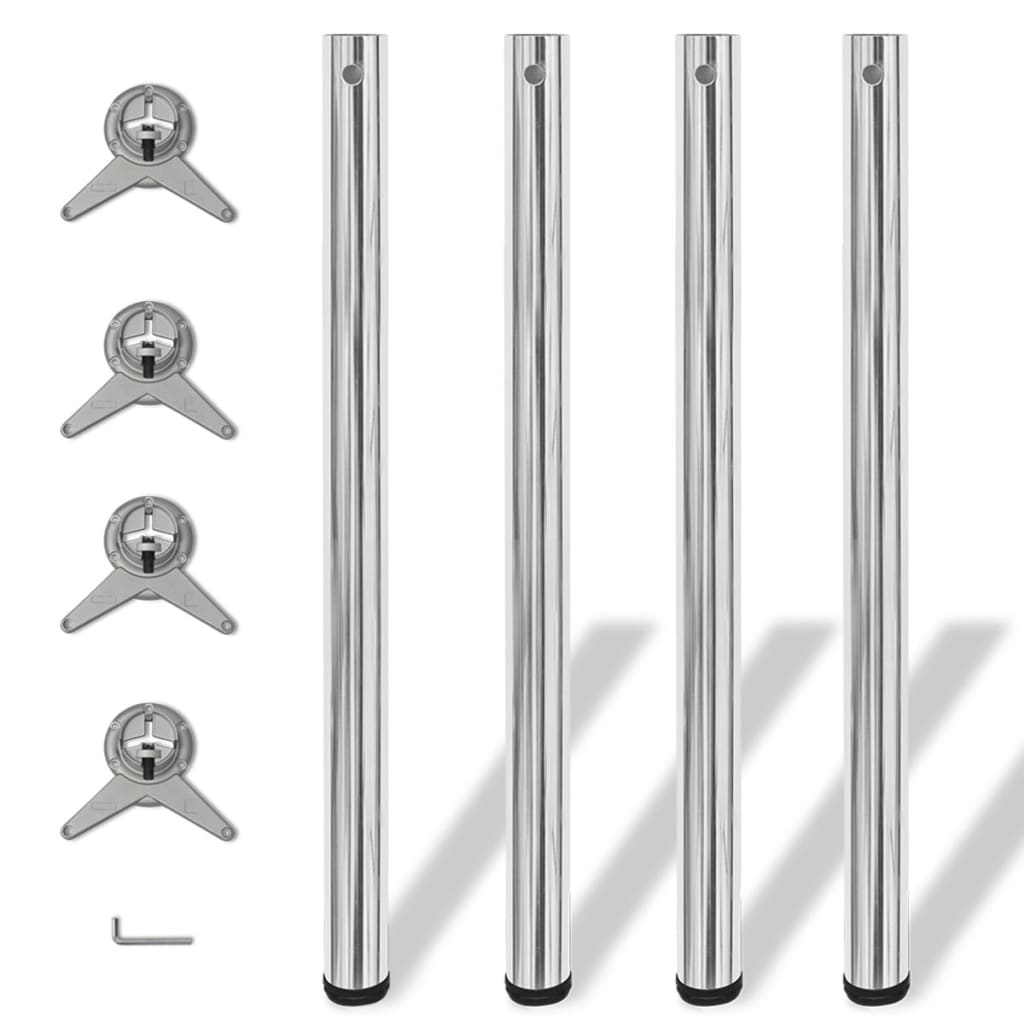vidaXL Výškovo nastaviteľné stolové nohy, 4ks, chrómované, 870 mm