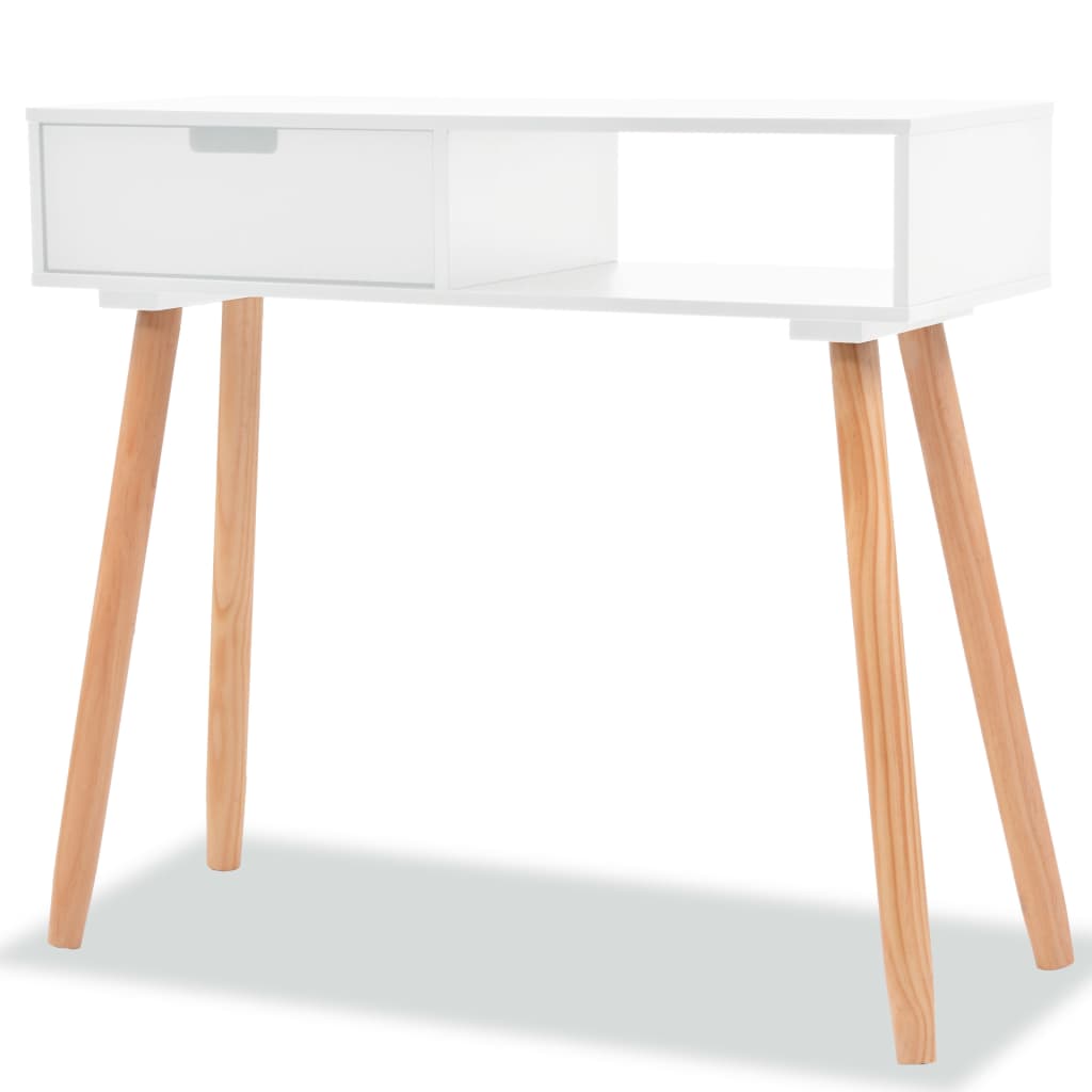 vidaXL Biely prístavný stolík z masívneho borovicového dreva, 80x30x72 cm