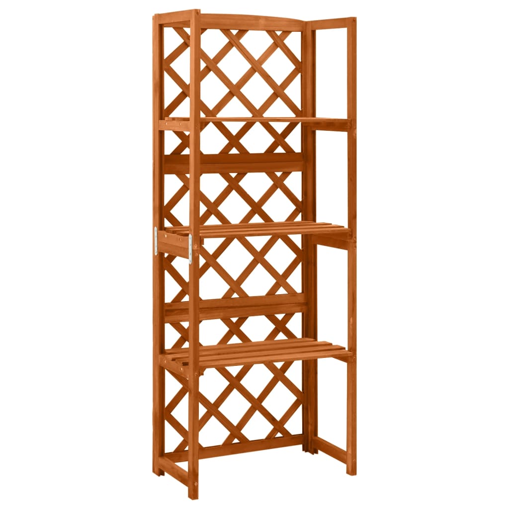 vidaXL Mriežka na rastliny z jedľového dreva s poličkami 55x30x140 cm