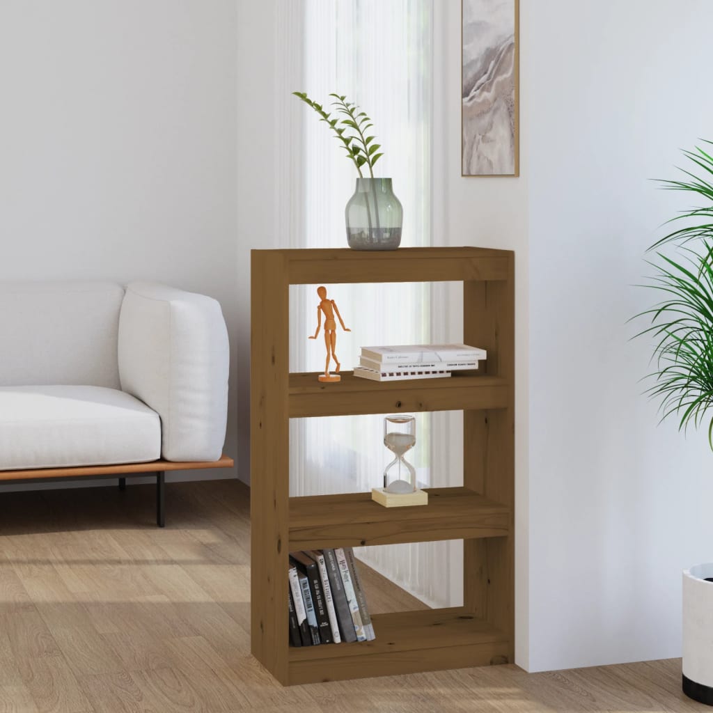 vidaXL Knižnica/deliaca stena medová 60x30x103,5 cm masívna borovica