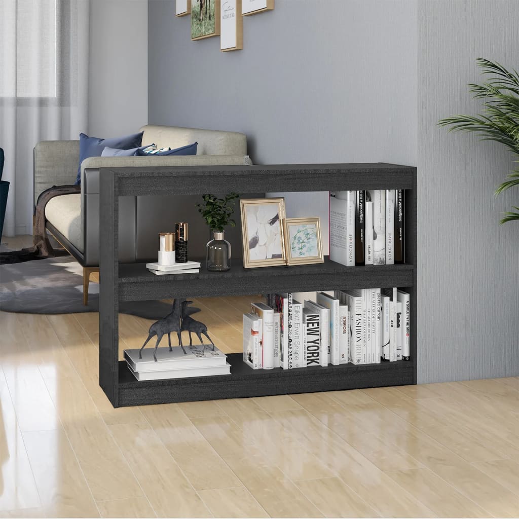 vidaXL Knižnica/deliaca stena sivá 100x30x71,5 cm masívna borovica