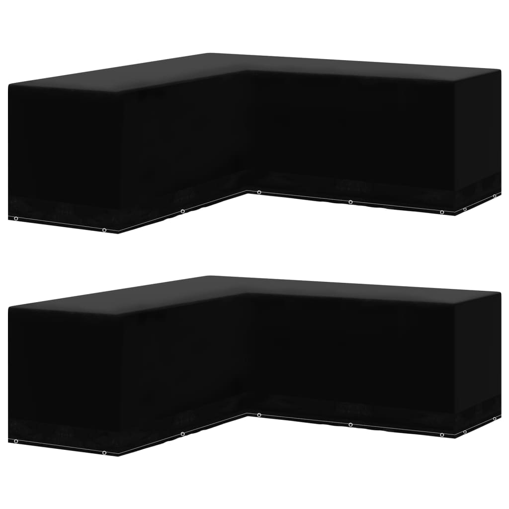 vidaXL Obaly na záhradný nábytok 2 ks v tvare L 12 očiek 250x250x90 cm