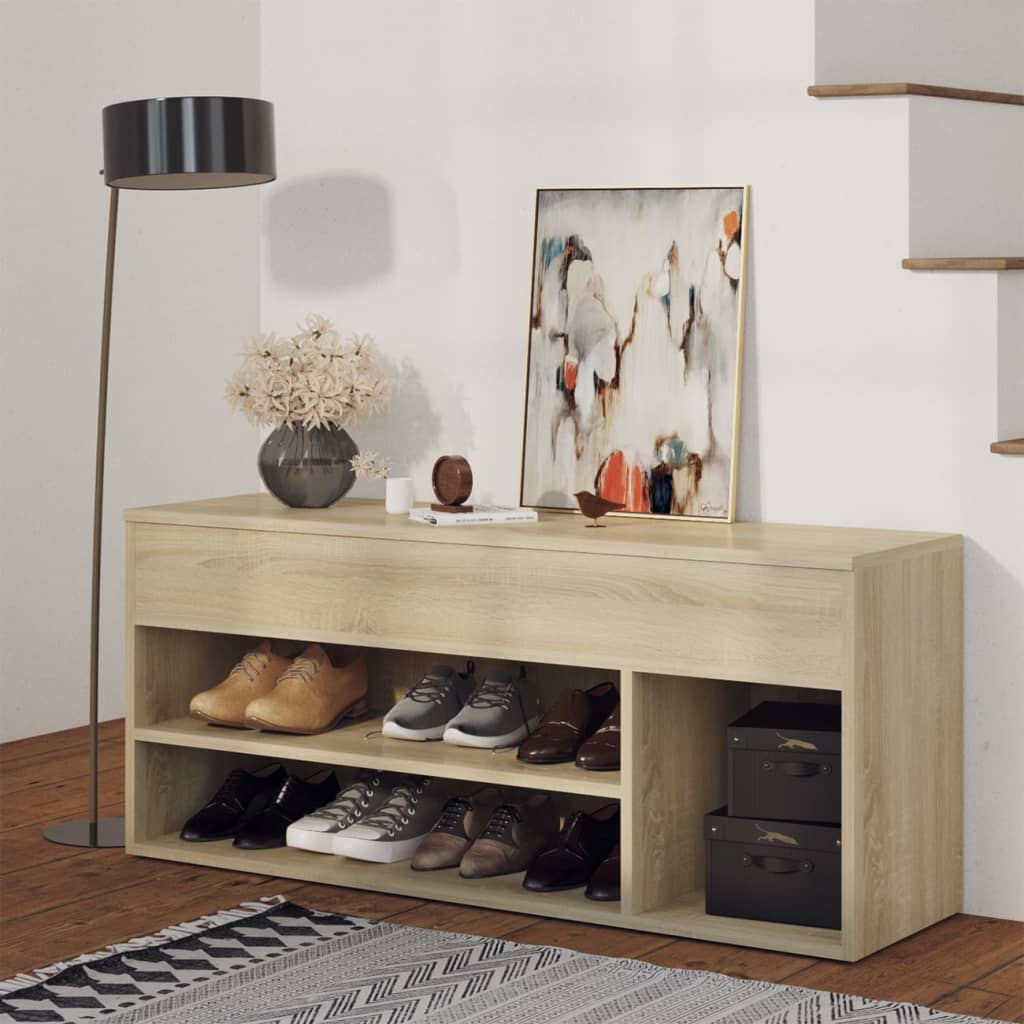 vidaXL Lavica na topánky dub sonoma 105x30x45 cm drevotrieska