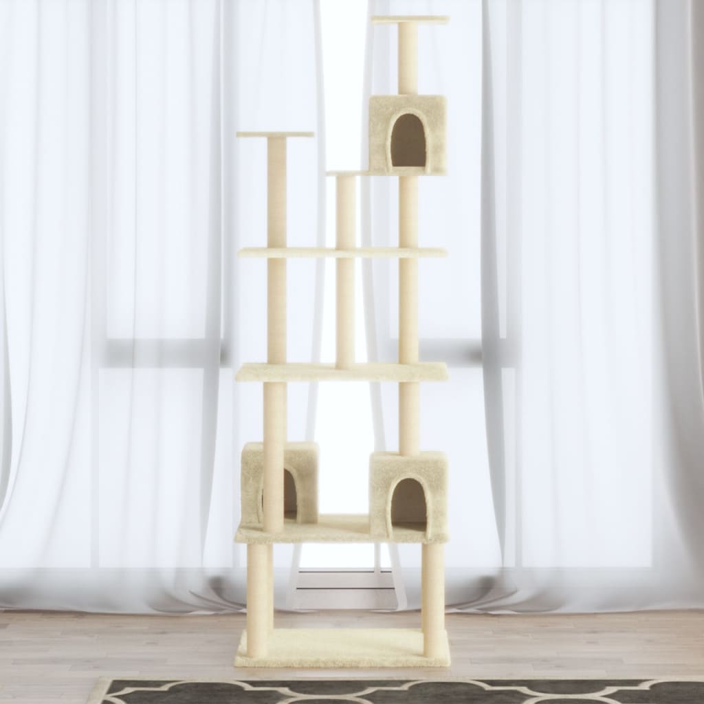 vidaXL Škrabadlo pre mačky so sisalovými stĺpikmi krémové 188 cm