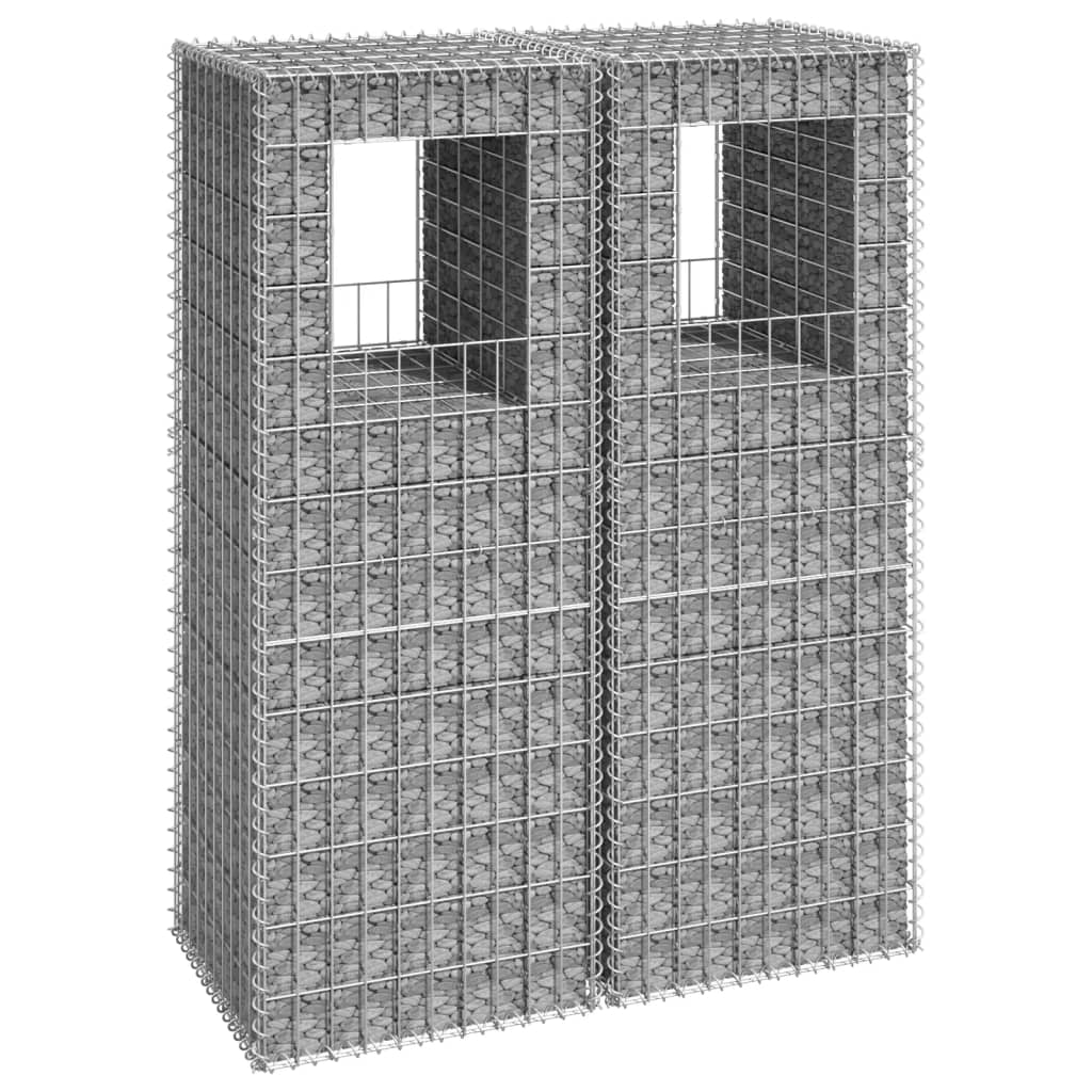 vidaXL Gabiónové koše/stĺpy 2 ks 50x50x140 cm železo