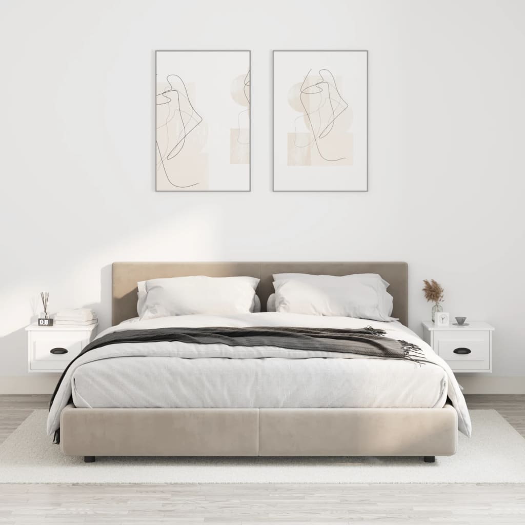 vidaXL Nástenné nočné stolíky 2 ks biele 41,5x36x28cm