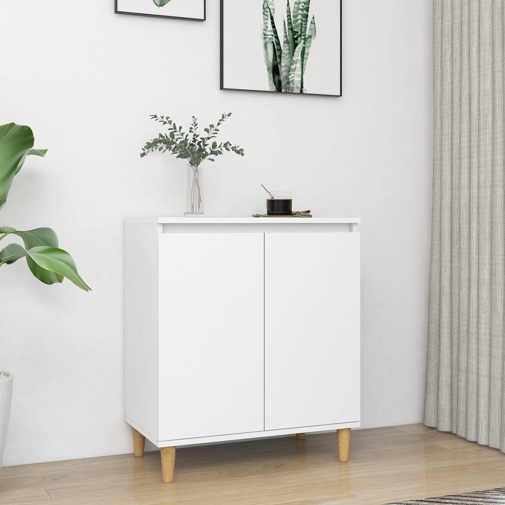 vidaXL Komoda, nohy z masívu, biela 60x35x70 cm, kompozitné drevo