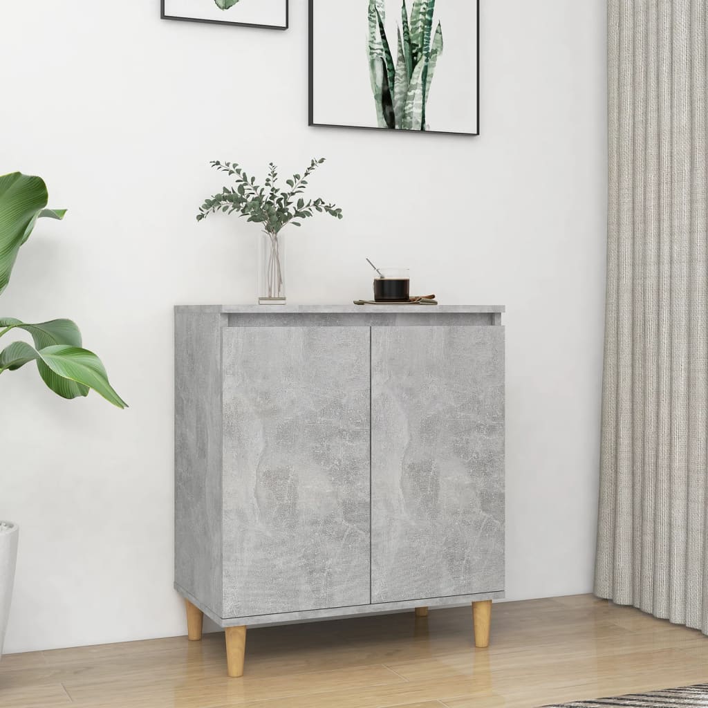 vidaXL Komoda, nohy z masívu, betónová 60x35x70 cm, kompozitné drevo