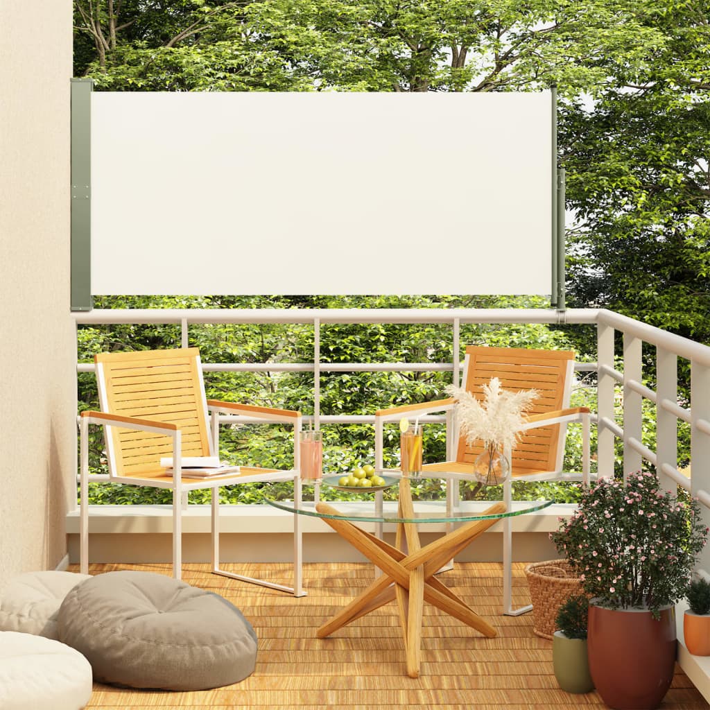 vidaXL Zaťahovacia bočná markíza na terasu 160x300 cm krémová