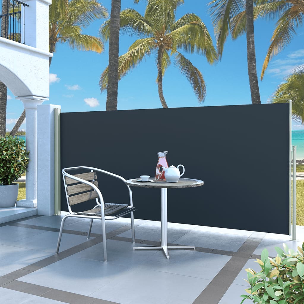 vidaXL Zaťahovacia bočná markíza na terasu 140x300 cm čierna