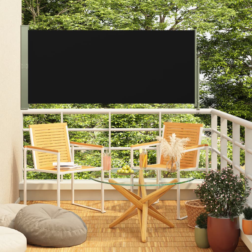 vidaXL Zaťahovacia bočná markíza na terasu 140x300 cm čierna