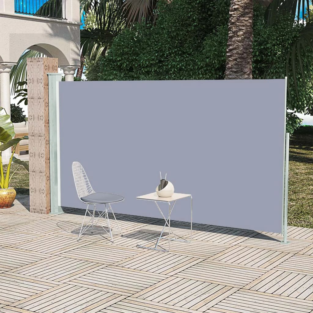 vidaXL Zaťahovacia bočná markíza na terasu 160x300 cm sivá