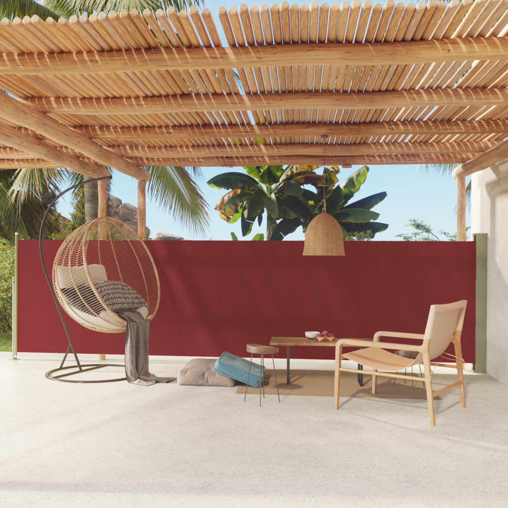vidaXL Zaťahovacia bočná markíza na terasu 140x600 cm červená
