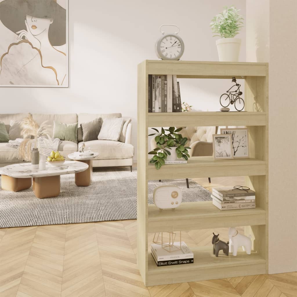 vidaXL Knižnica/deliaca stena dub sonoma 80x30x135 cm drevotrieska