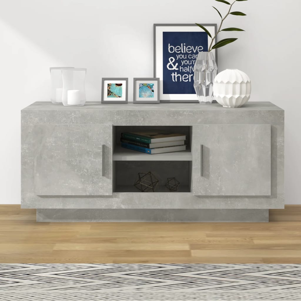 vidaXL TV skrinka betónová sivá 102x35x45 cm spracované drevo