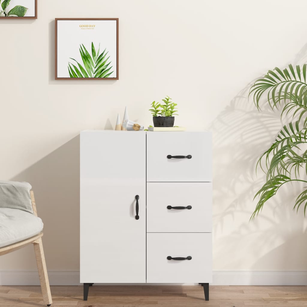 vidaXL Komoda lesklá biela 69,5x34x90 cm spracované drevo