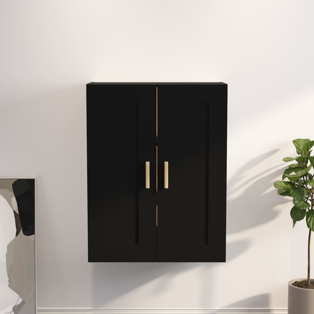 vidaXL Nástenná skrinka čierna 69,5x32,5x90 cm spracované drevo