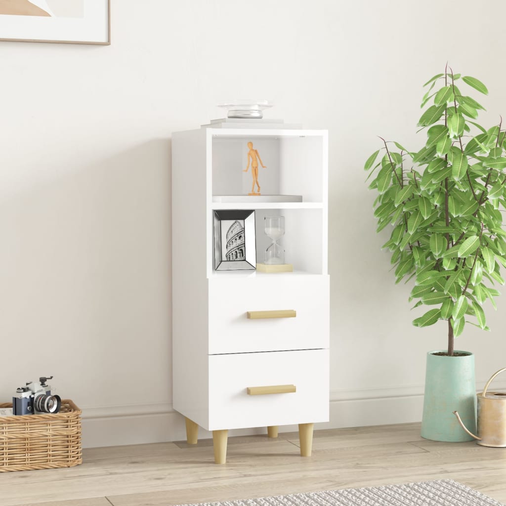 vidaXL Komoda lesklá biela 34,5x34x90 cm spracované drevo