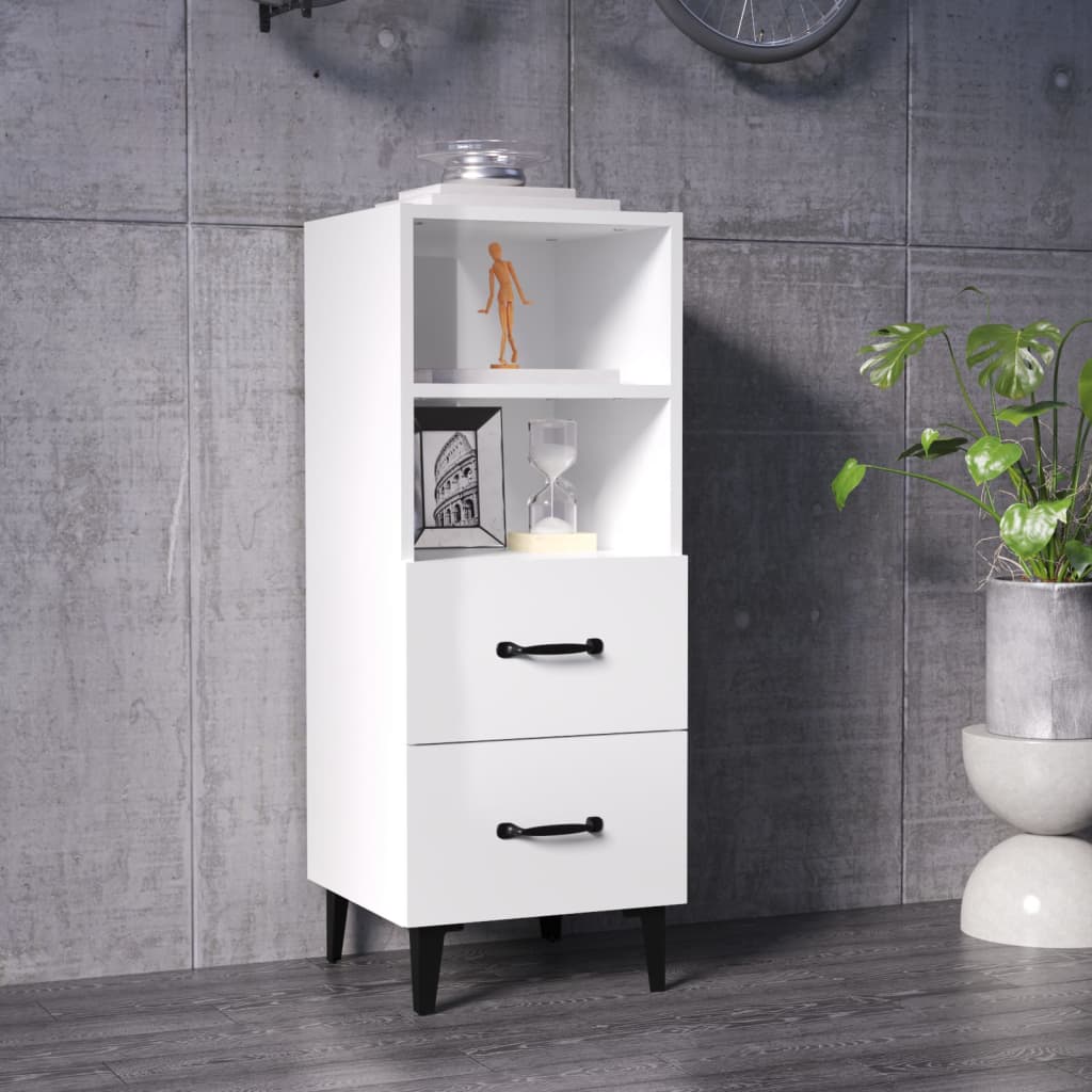 vidaXL Komoda lesklá biela 34,5x34x90 cm spracované drevo