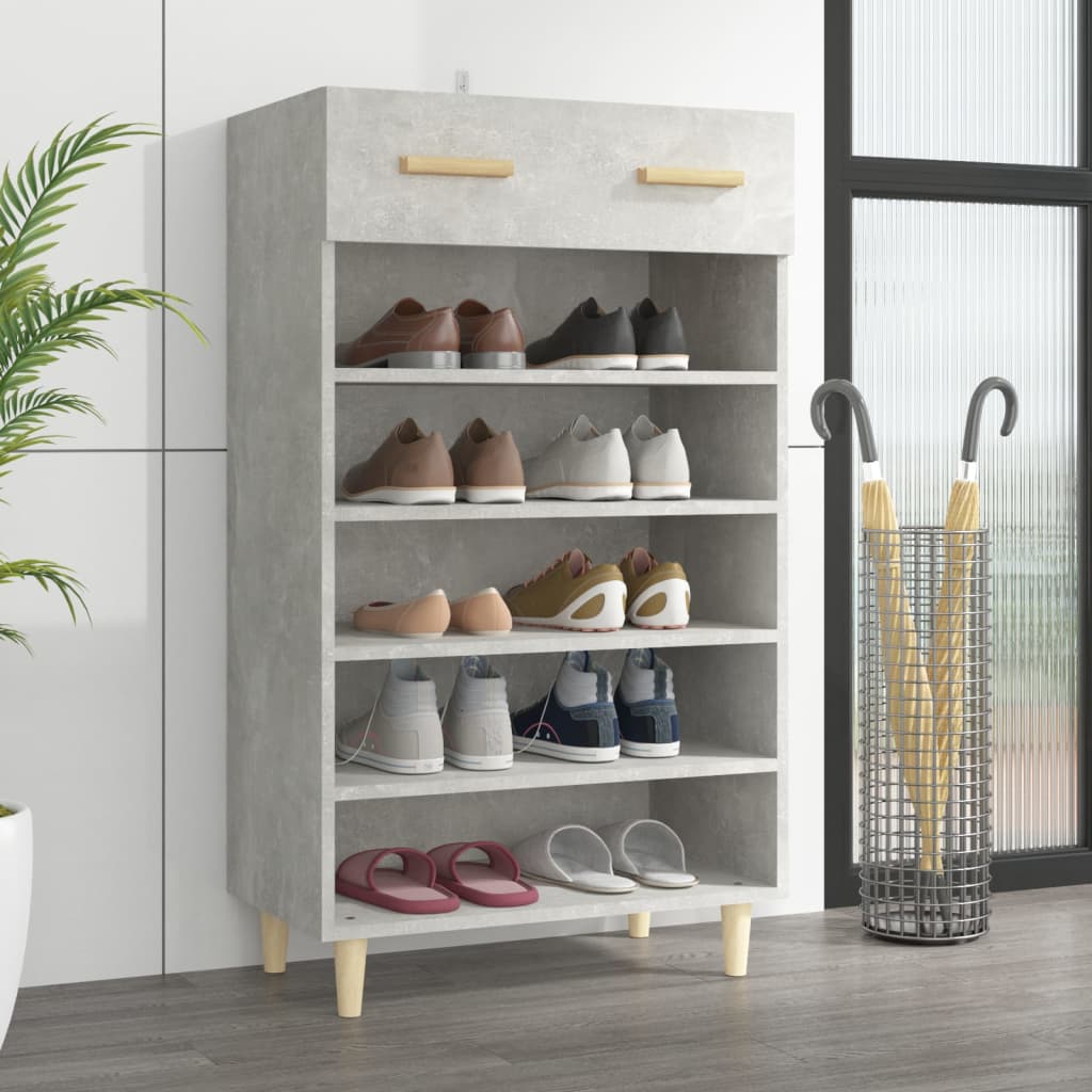 vidaXL Botník betónovo sivý 60x35x105 cm spracované drevo