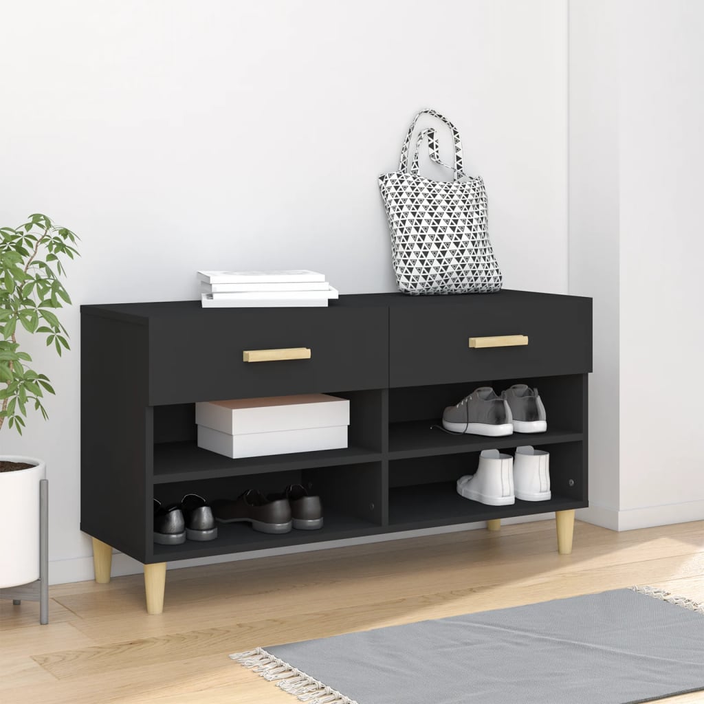 vidaXL Botník čierny 102x35x55 cm spracované drevo