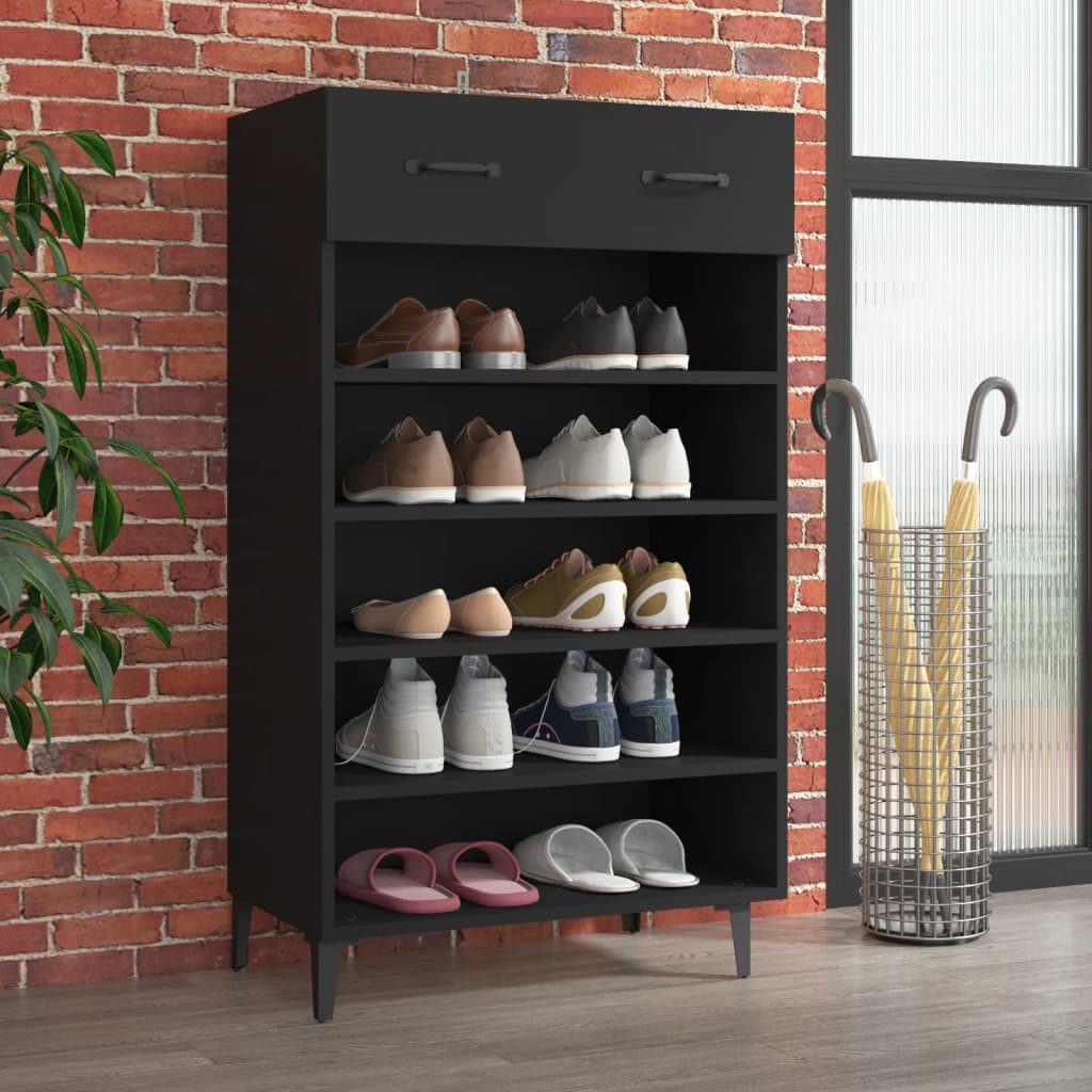 vidaXL Botník čierny 60x35x105 cm spracované drevo