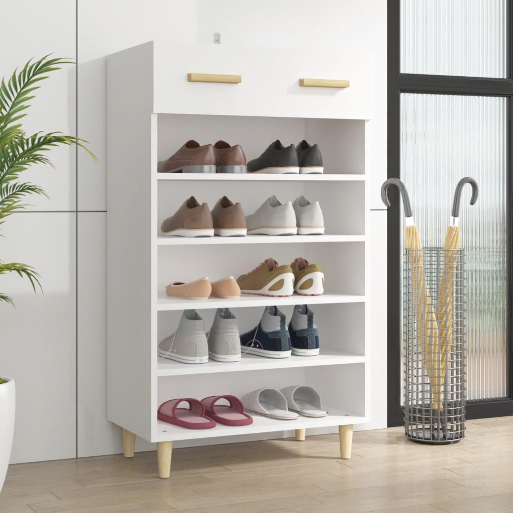 vidaXL Botník biely 60x35x105 cm spracované drevo
