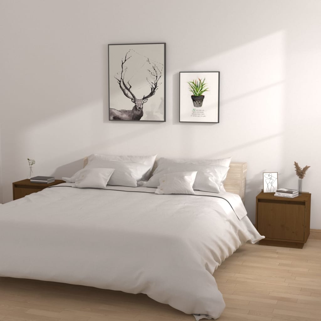 vidaXL Nočné stolíky 2 ks medovo-hnedé 40x30x40 cm borovicové drevo