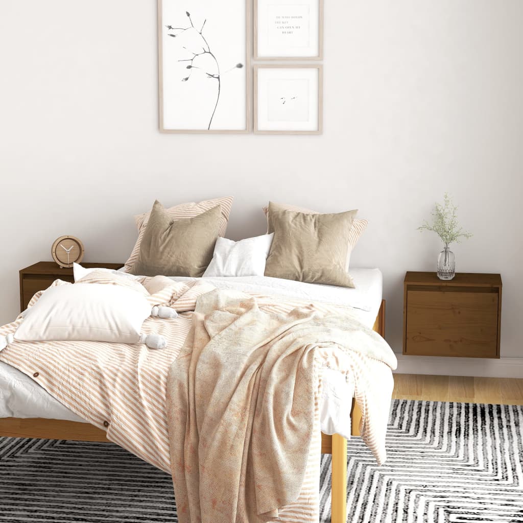 vidaXL Nástenné skrinky 2ks medovo-hnedé 45x30x35 cm masívna borovica