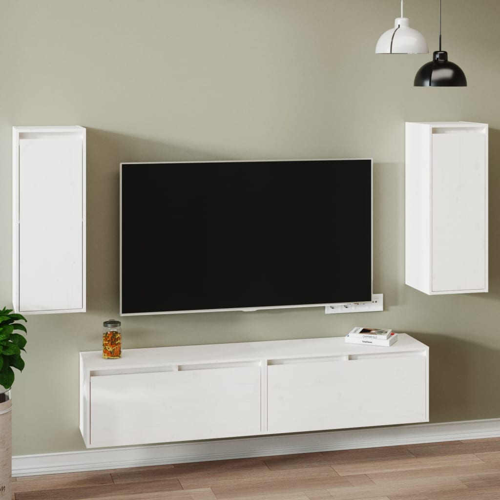 vidaXL Nástenné skrinky 2 ks biele 30x30x80 cm masívna borovica